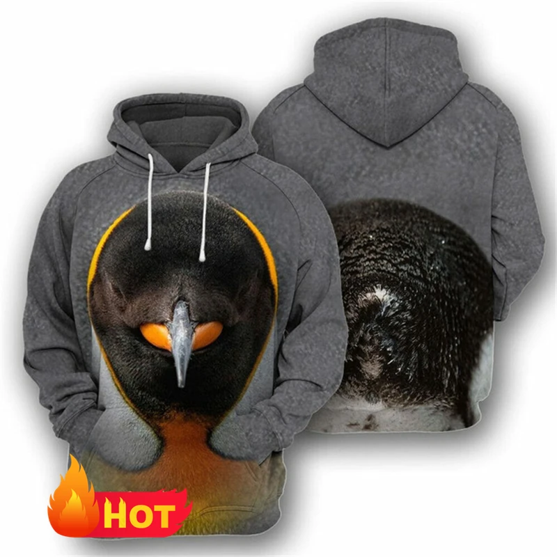 Fashion Penguin Graphic Hoodie 3D Print Men Women Streetwear Hoodies Oversize Harajuku Cute Animal Sweatshirts Man Kids Clothing