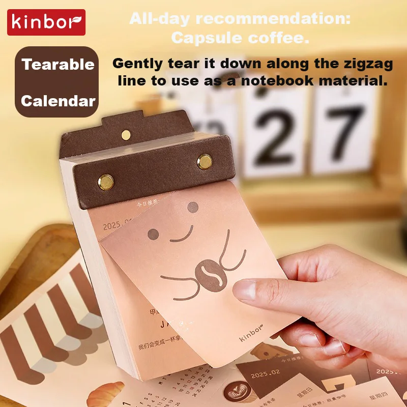 Kinbor 2025 Desktop Calendar Mini Vertical Tear-off Daily Planner for Easy Organizing, To Do List Aesthetic Decorative Supplies