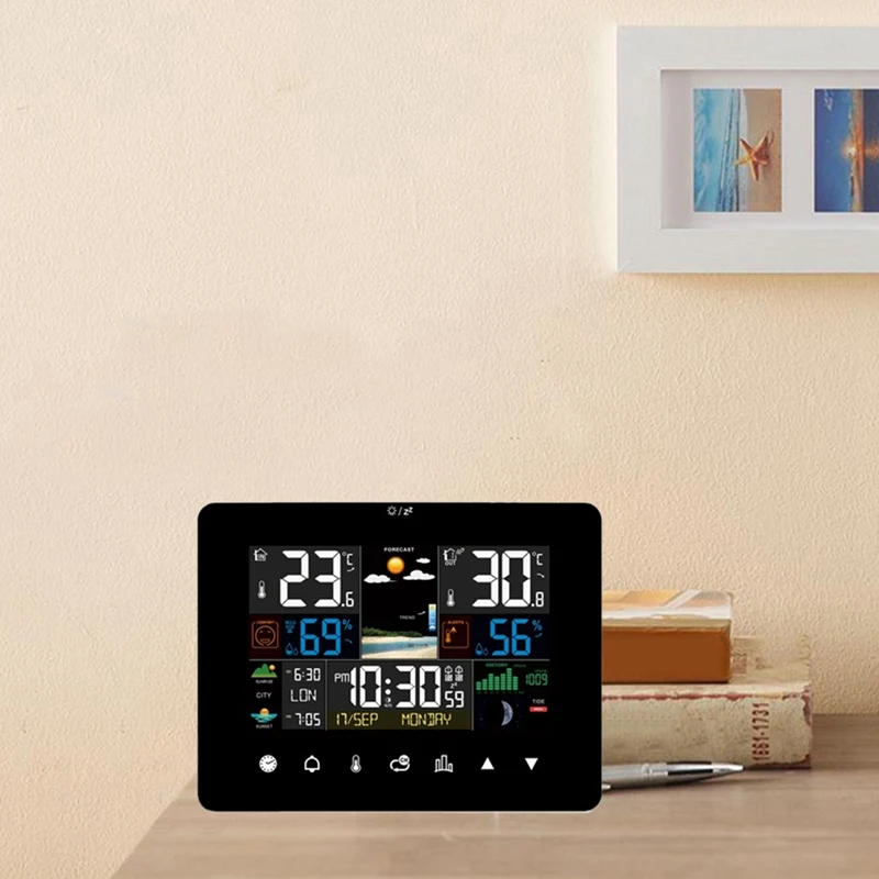 Digital Screen Meteorological Clock With Temperature Humidity Sensor Fit For Home Indoor Outdoor