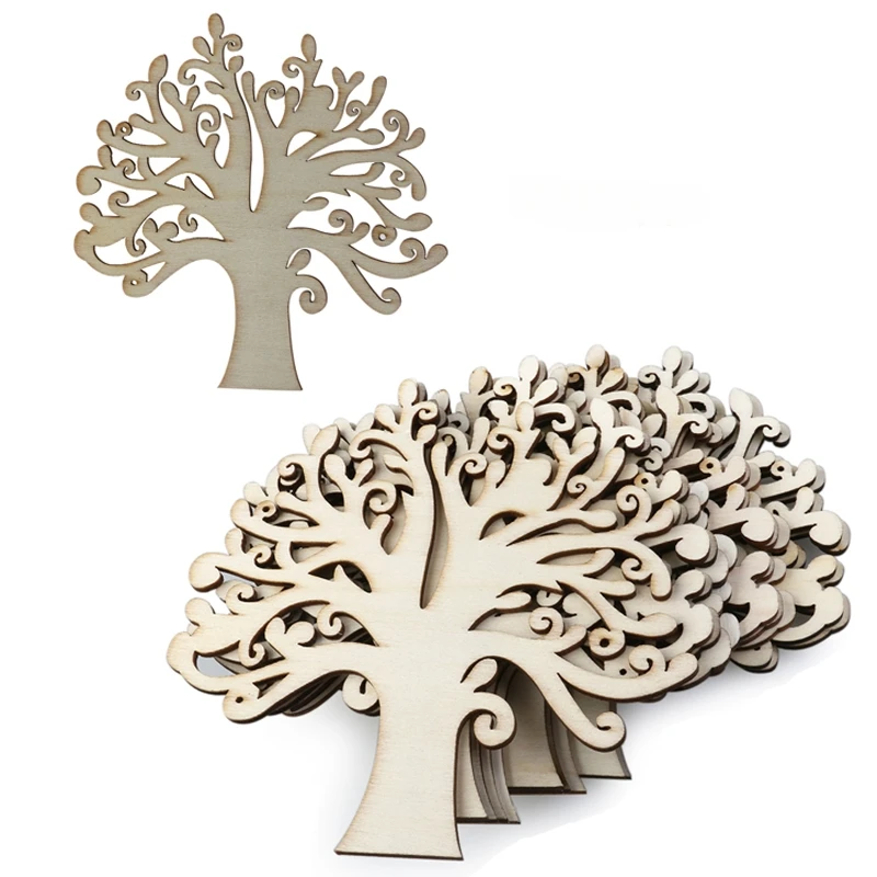 

5Pcs Blank Wooden Family Tree Embellishments Wood Table Confetti for Kids DIY Crafts Scrapbooking