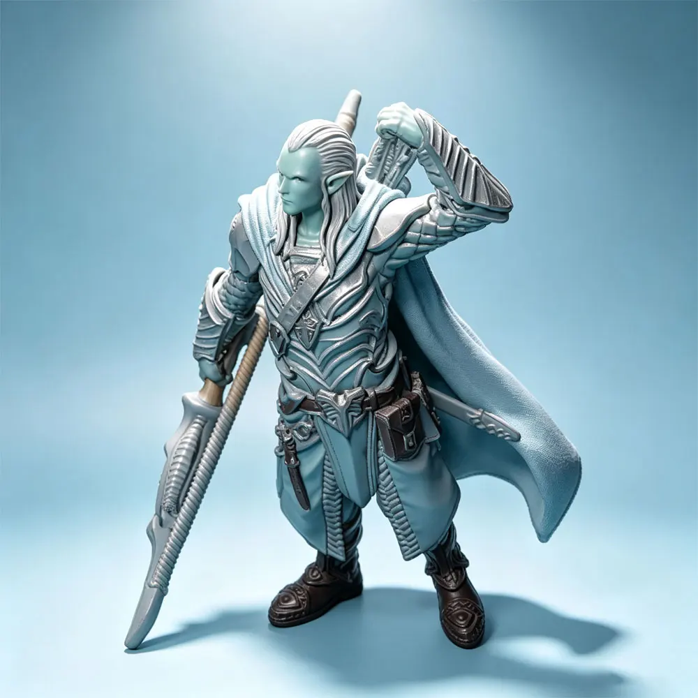 1/24 Desk ornament,Archery Elf Ranger combat pose miniature figurine resin model, 3D printed gray statue, not painted
