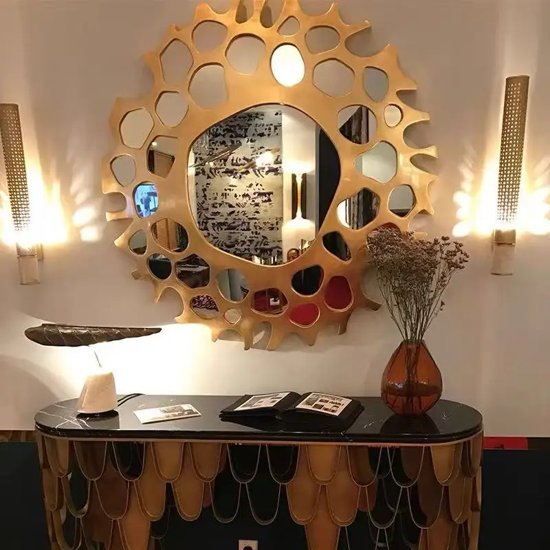 Table side background wall decorative mirror porch sunglasses bathroom mirror makeup mirror
