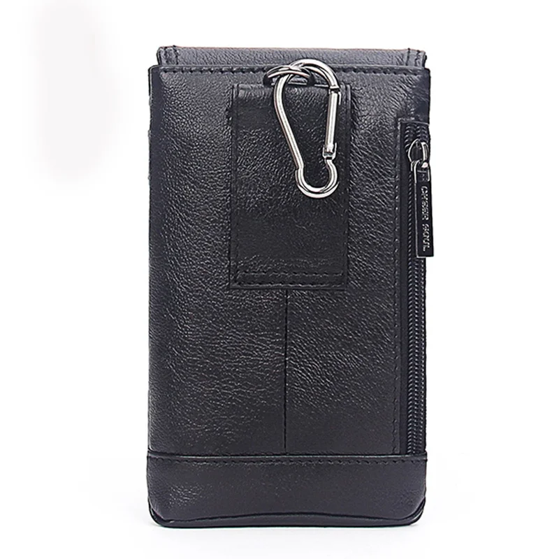 Men's Cell Phone Case Cigarette Waist Bag Cowhide Purse Cover Skin Hook Bum Pouch Casual Genuine Leather Belt Hip Fanny Pack