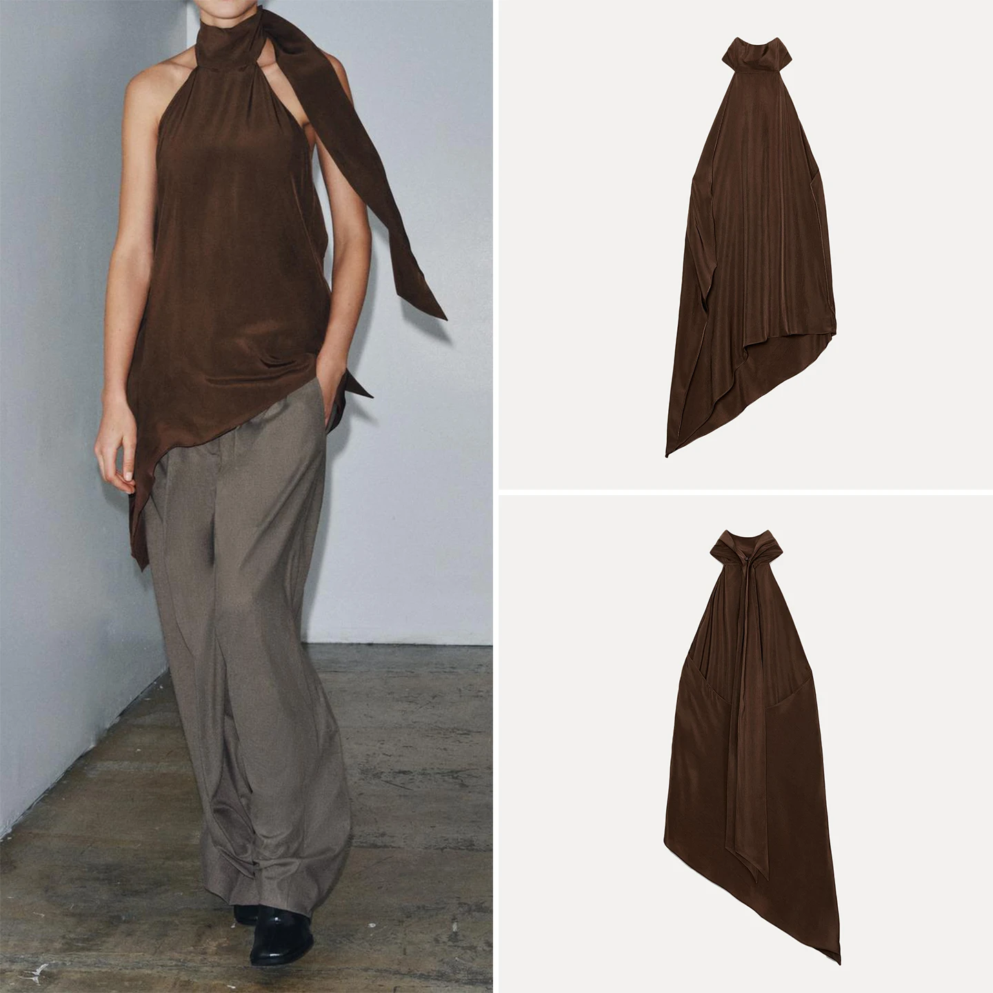 

Женская асимметричная майка-топ без подкладки, повседневная, стандартной длины, для осеннего сезона