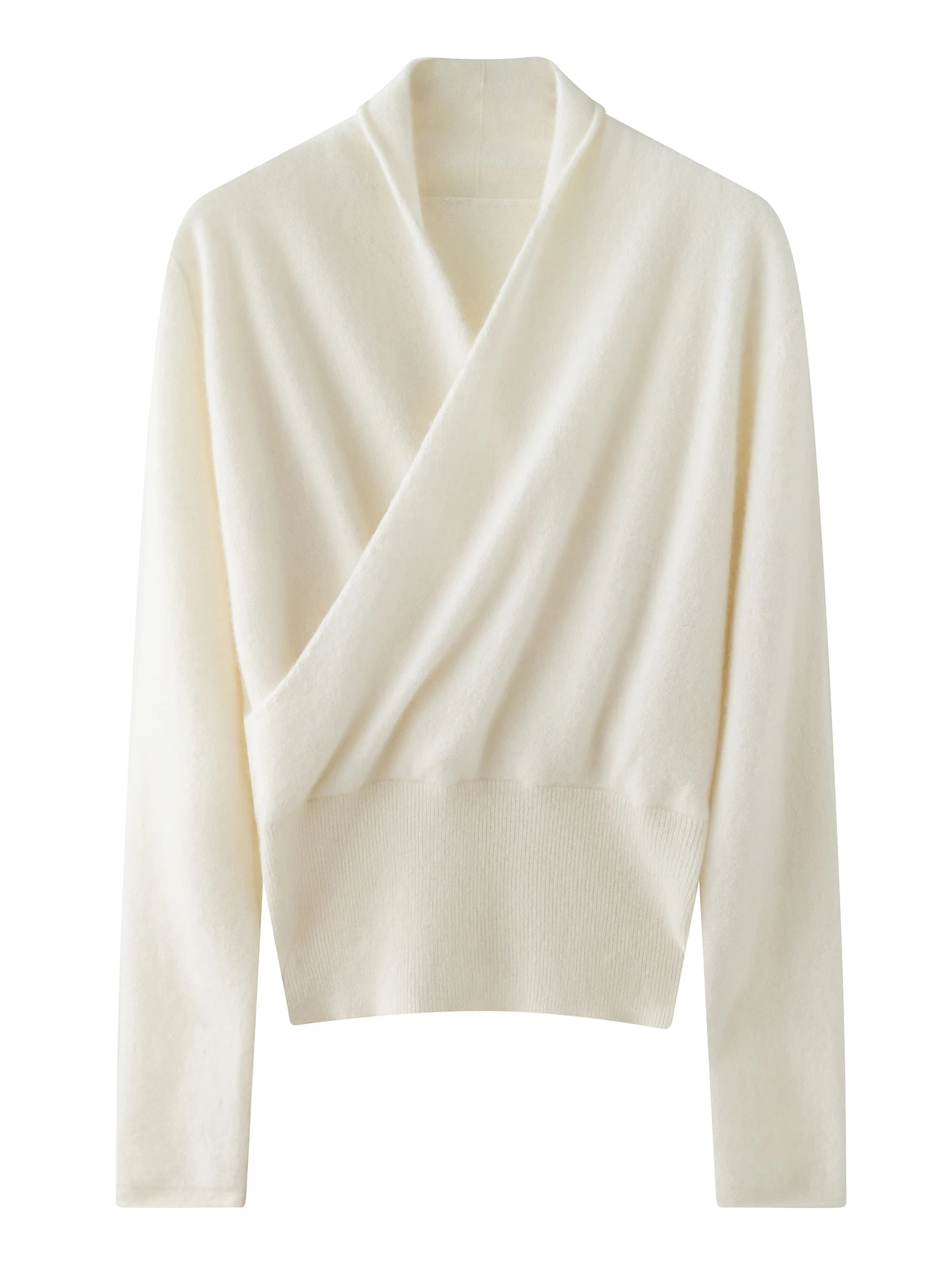 

Chic 100% Cashmere New Women's Autumn Winter Cross-Neck Collar Modern Pullover Sweater Elegant Warm Soft Light Clothing Tops