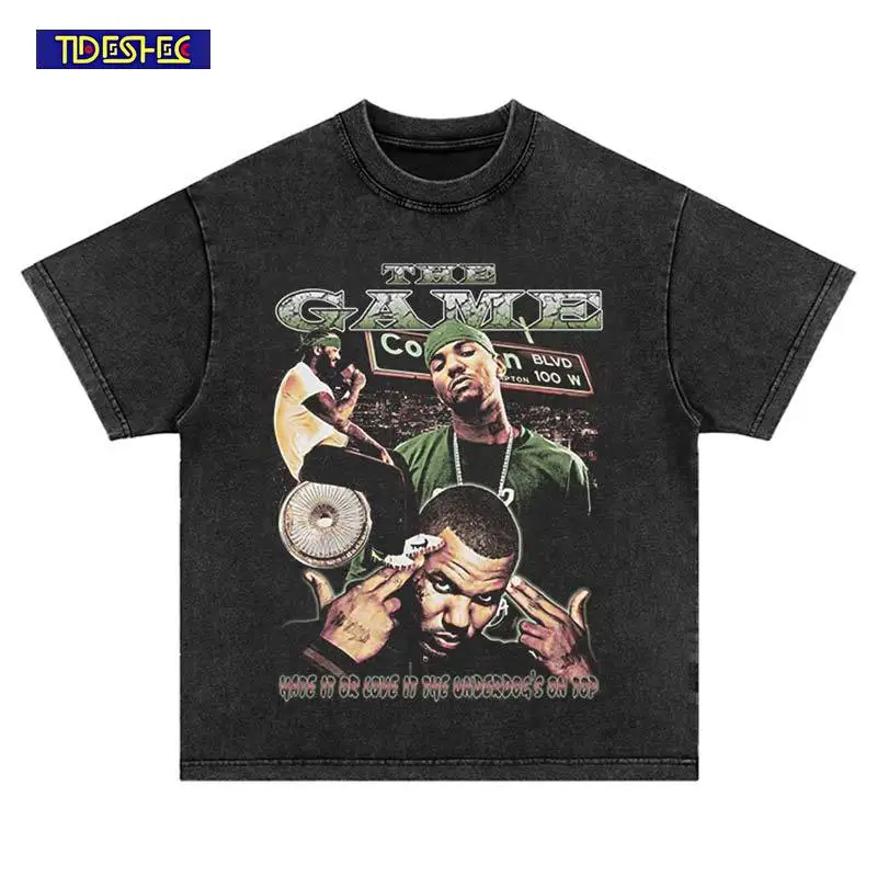 

Футболка в стиле хип-хоп Harajuku, винтажная модная футболка с портретным принтом, уличная одежда, хлопковая футболка большого размера для отдыха с коротким рукавом