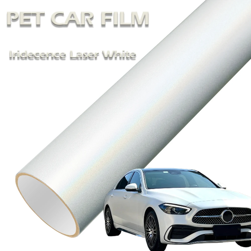 

Car Vinyl Film PET Matt Iridecence laser White Auto Vinyl Wrap Film Self Adhesive Motorcycle Car Body Decoration Decal Sticker