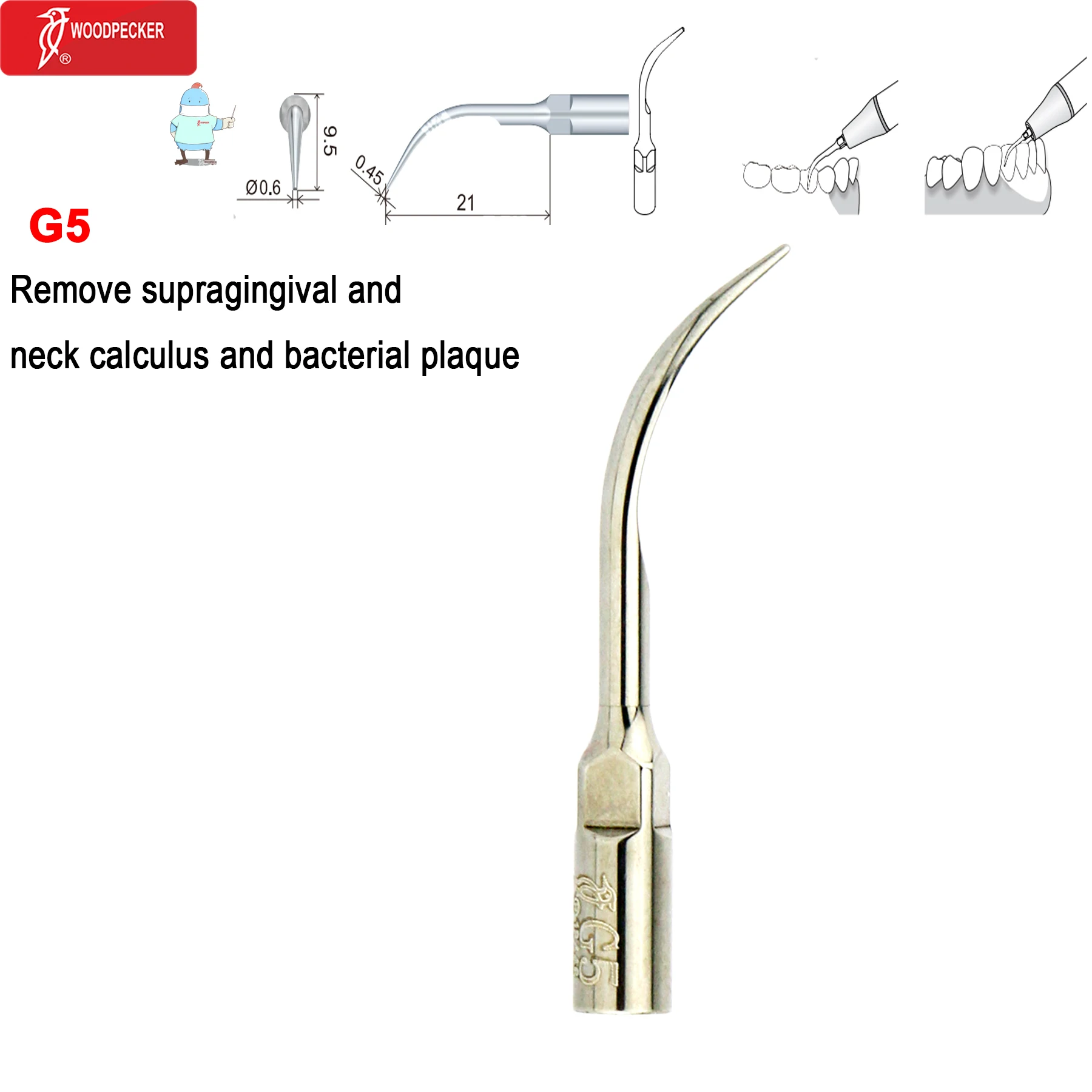 Original Woodpecker Dental Scaler Tips Ultrasonic Scaling Tip G1 G2 G3 G4 G5 G6 G7 G8 Fit For EMS UDS image 3