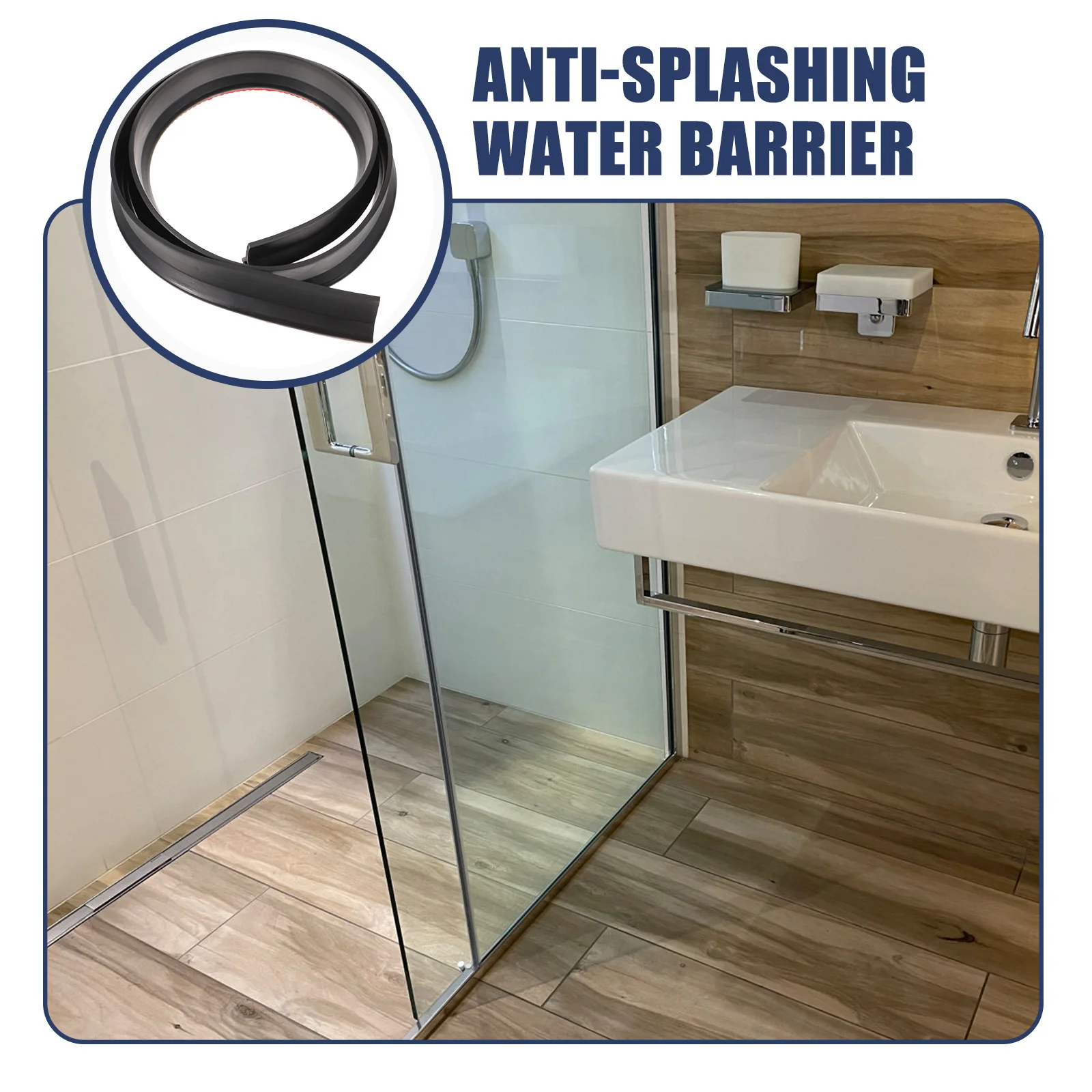 

Bathroom Shower Water Stopper Water Dam Strip Rubber Sealing Strip Prevent Splashing Floor Moisture Barrier Kitchen Sink