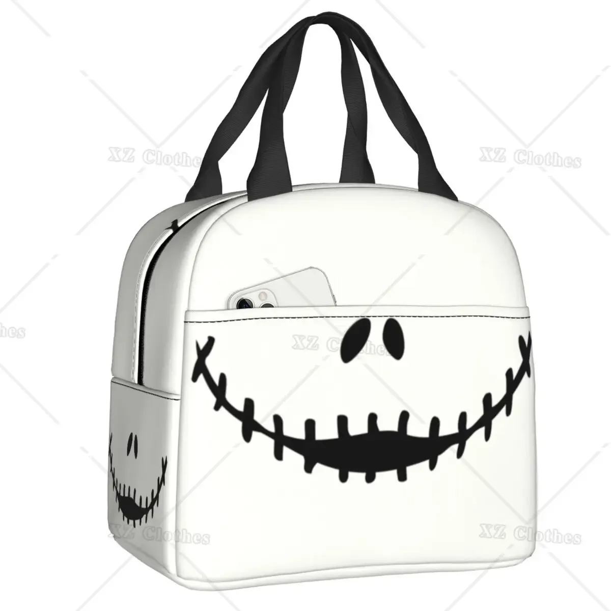 Smiling Mouth Thermal Insulated Lunch Bag for Women Men Halloween Theme Portable Lunch Box for School Office Outdoor Food Tote