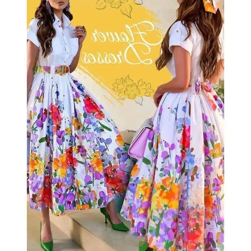 تنورة نسائية صيفية للتنقل Dr F بخصر عالٍ على شكل حرف a قماش كتان فائق النعومة Ins Sle No-Sve Ultra ort Dr #5