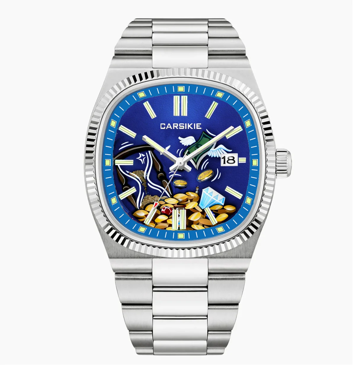 Creative Large Dial Rectangular Quartz Watch for Men with Waterproof Fold Clasp Analog Display Wristwatch