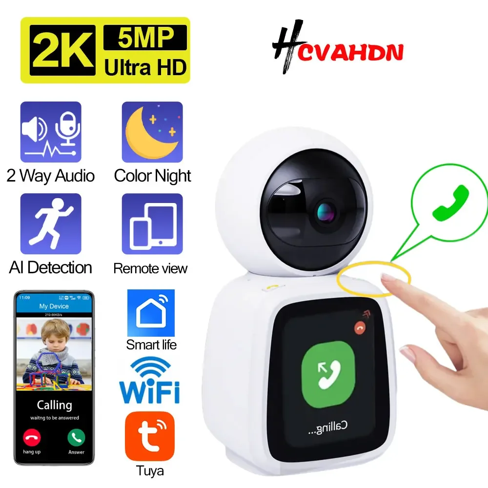 

Smart Life Wi-Fi PTZ IP-камера Внутренняя 5-мегапиксельная двусторонняя голосовая камера для мониторинга видеозвонков Радионяня Автоматическое отслеживание Камера наблюдения