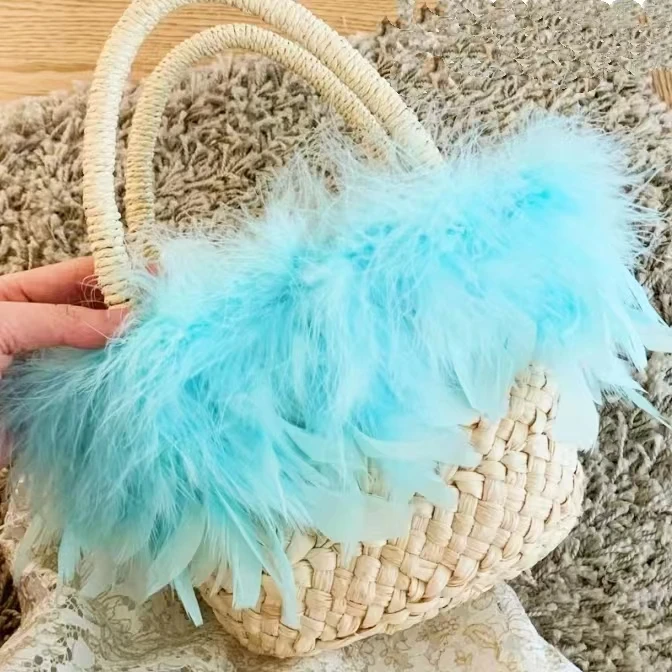 Wholesale 500 Meter Leather Pink Fluffy Turkey Feathers Ribbon Fringe 4-6 Inch Dress Costumes Sewing Feather Trim for Crafts