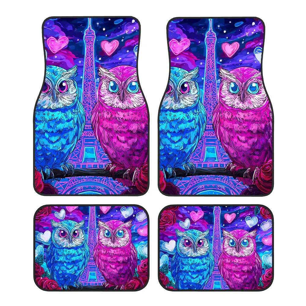 4pcs Car Floor Mats With Personalized Designs. Stylish And Classic Shapes, Perfect For Car Modifications. Suitable For Car Inter