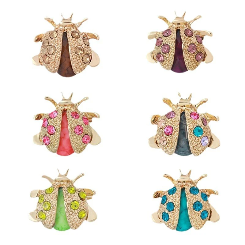 Creative Beetle Brooch Unique Trendy Anti-exposure Lapel Pin Fixed Clothing Suit Accessories Fresh Sweet Style For Men Women