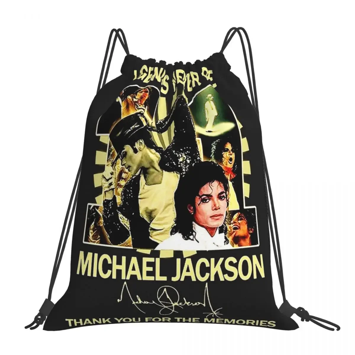 Michael J-ackson Thank You For The Memories Backpacks Drawstring Bags Drawstring Bundle Pocket Sports Bag Book Bags