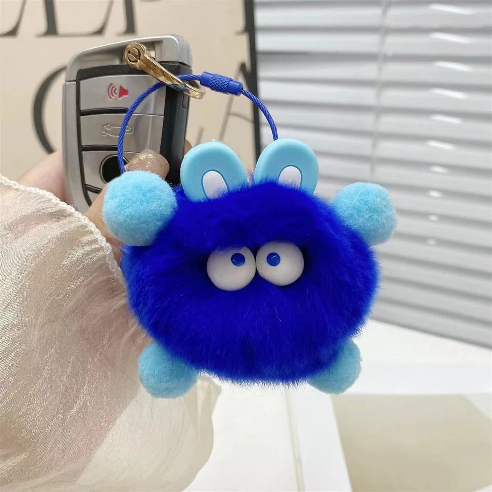 Cartoon Plush Keychain, bonito boneca pingente, acessórios decorativos chave, sem perda de cabelo, alta qualidade