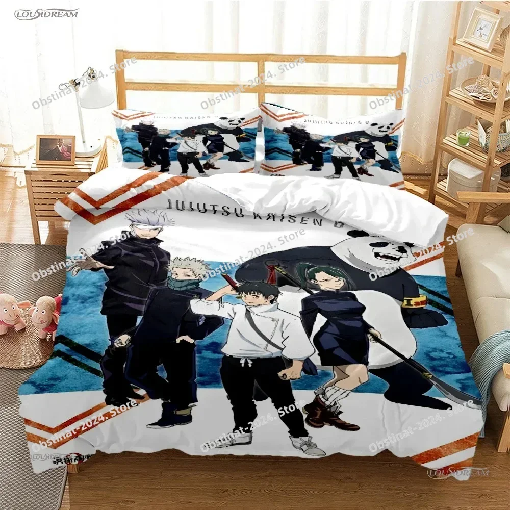 카툰 애니메이션 주술회전 4 시즌 침구 세트 베개 커버 포함 부드러운 싱글 더블 퀸 슈퍼 킹 사이즈