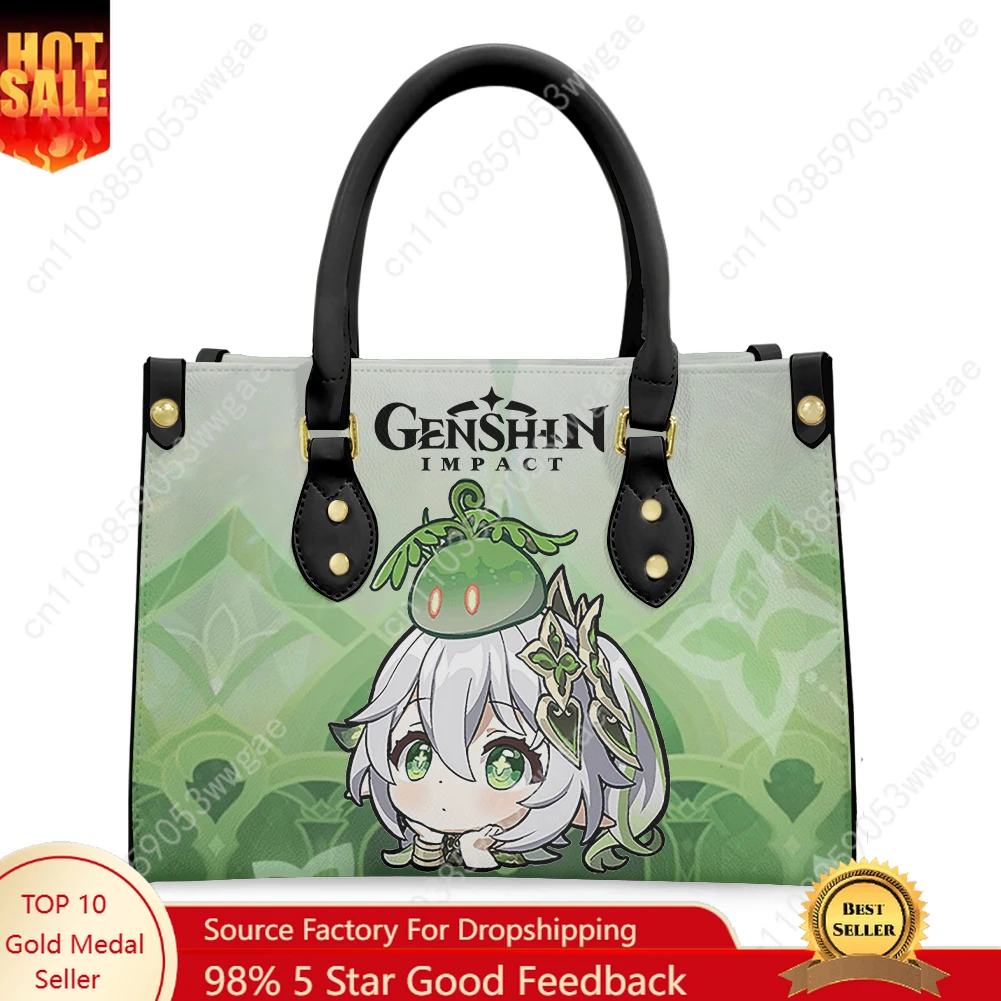 

Genshin Nahida Tote Bag Purse Women Man Fashion Personalized Text Image PU Leather Customized Handbag Commuter Shopping Gift Bag