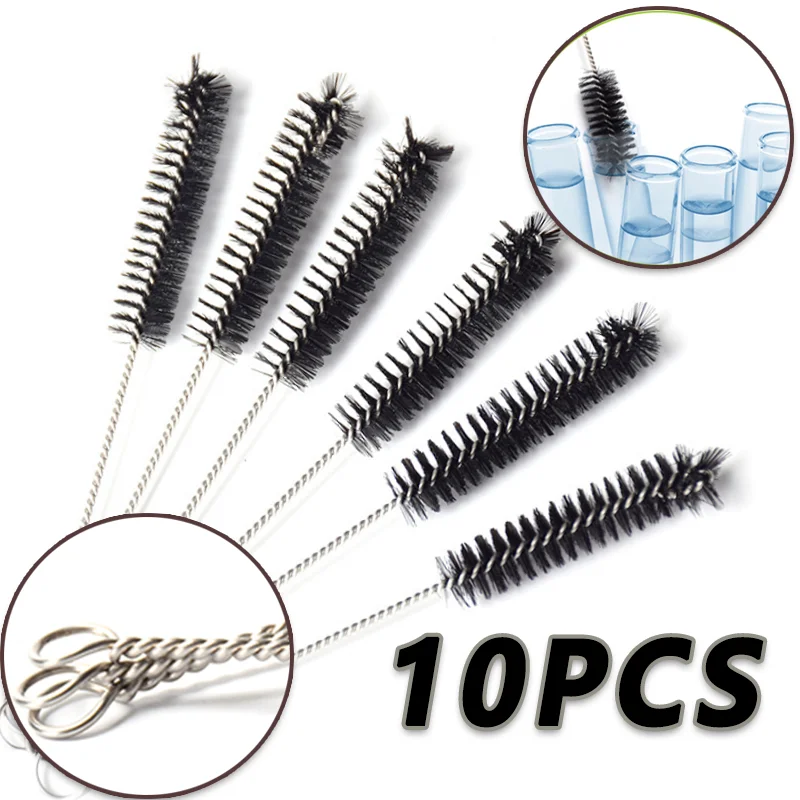 

10PCs Nylon Cleaning Brushes Set Tube Bottle Straw Washing Cleaner Bristle Kit Glasses Keyboard Household Car Cleaning Tools