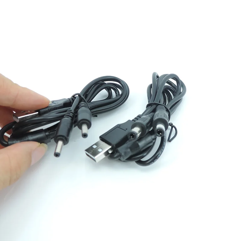 USB 2.0 Male A to 2 way DC 3.5mm x 1.35mm 5.5x2.5mm male splitter Connector Plug power supply charger converter Cord 5V Cable