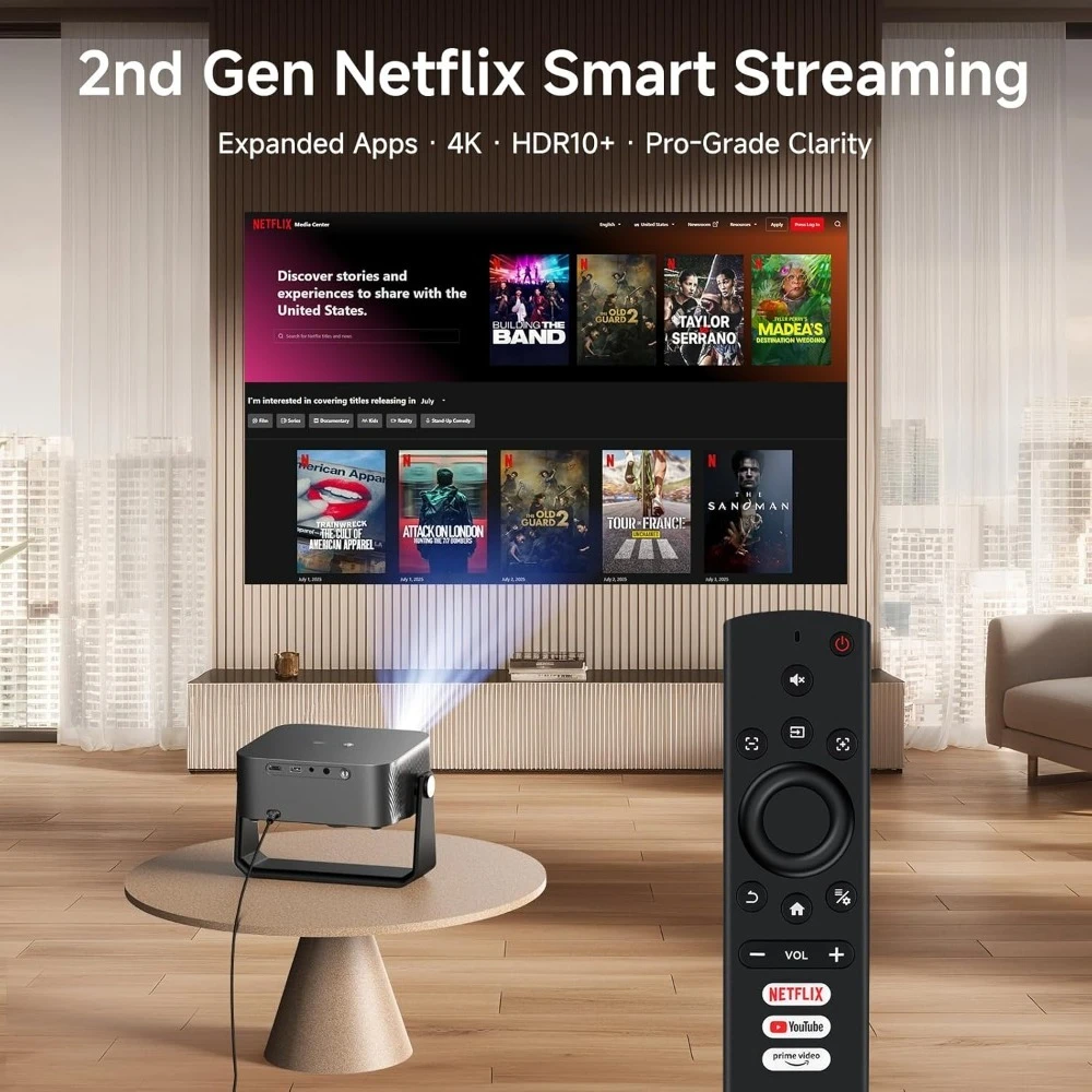 جهاز عرض ذكي خارجي بدقة 4K مع واي فاي وبلوتوث وتركيز تلقائي كيستون مدمج في التطبيقات Netflix YouTube PrimeVideo Dolby HDR10 Home #2