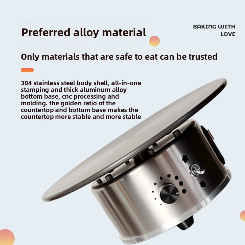 Electric Cake Decorating Turntable Alloy Automatic Commercial Home Bakery Icing Stand for Professional Baking Heavy Duty