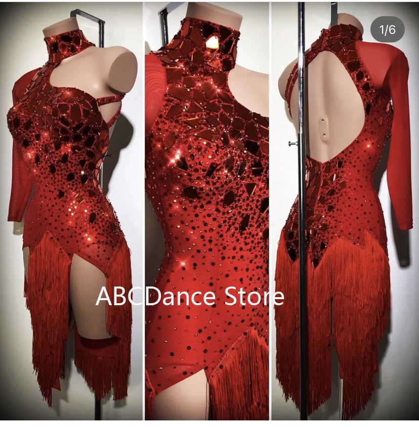 Women Ballroom Salsa Rhythm Latin Rumba Dance Dress US 10 UK 12 New Latin dance competition dress