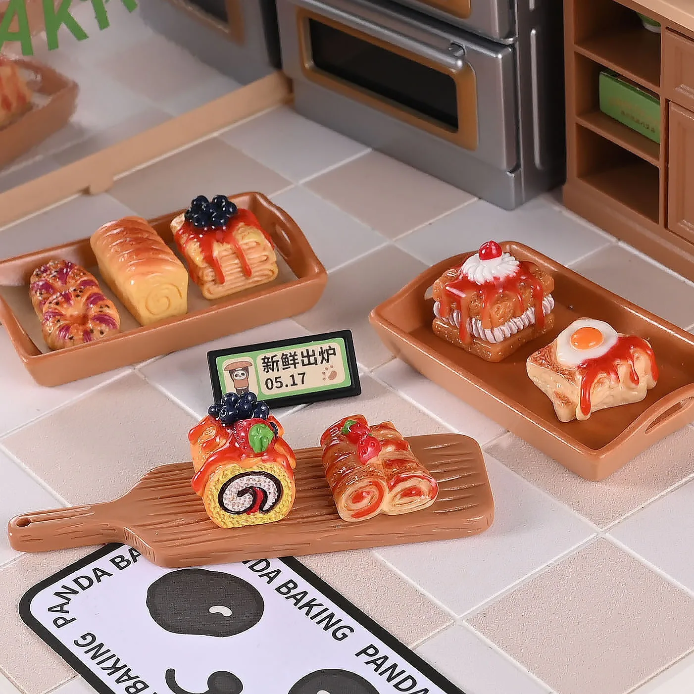 8Pcs Miniature Dessert Cake Ornaments, Dollhouse Simulation Fake Food, for Cream Glue DIY Doll House Scene Decoration