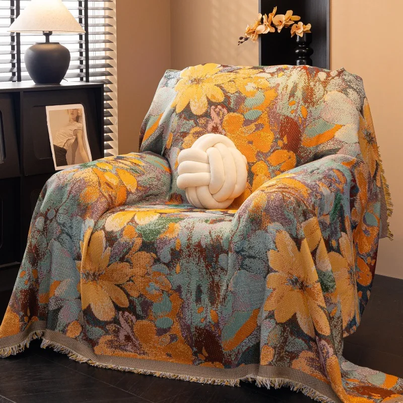 Retro American single sofa cover cloth all inclusive sofa towel high-end all season universal warm decoration sofa cushion cover