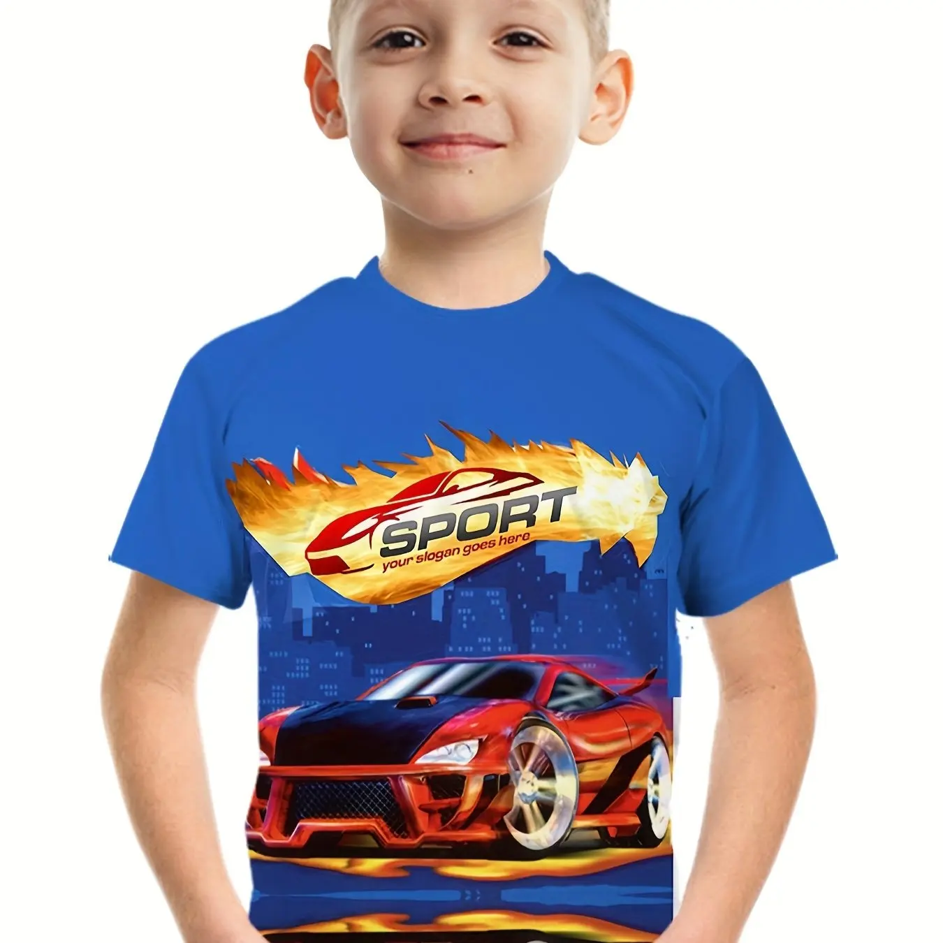 Camiseta con estampado 3D de coche para niños, ropa informal de manga corta, Tops de verano para niños y niñas de 2 a 8 años, 2024