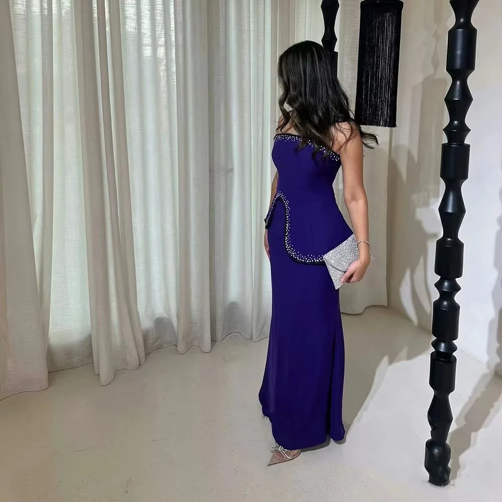 فستان سهرة مخصص بدون حمالات رائع بدون أكمام فساتين لحضور الحفلات الموسيقية Ruched مناسبة رسمية مثير مطرز بالخرز رداء سهرة