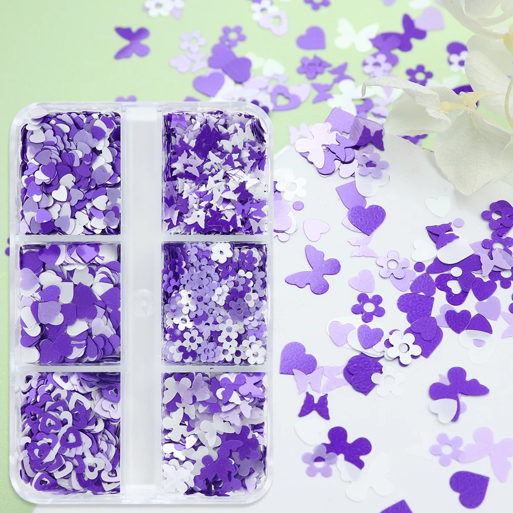 Relleno de resina UV púrpura, lentejuelas, copos de purpurina, mariposa romántica, flor, amor, corazón, relleno epoxi, accesorios para manualidades DIY, materiales