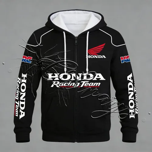 Imagen 2 del producto 2026 Otoño/Invierno nuevo Honda HRC moda diseño callejero ropa de motocicleta hombres MOTO todoterreno entusiasta deportes al aire libre Sudadera con capucha cálida