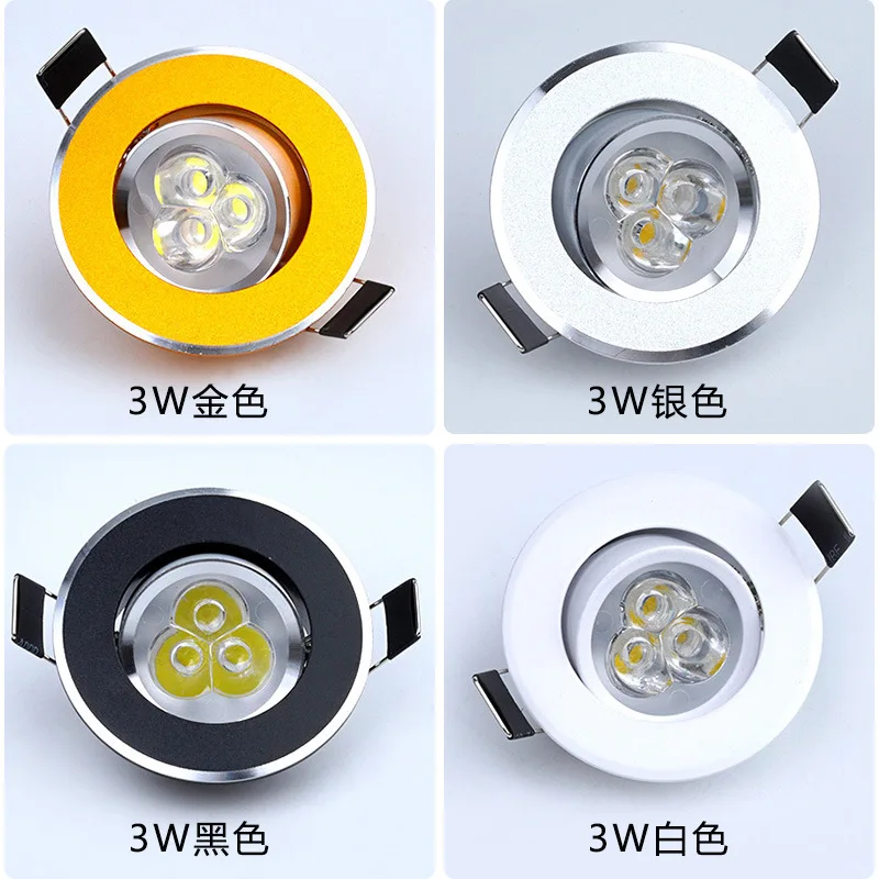 

led mini down light 3W led spot light recessed lights ac85-265v ceiling light Aluminium 68mm