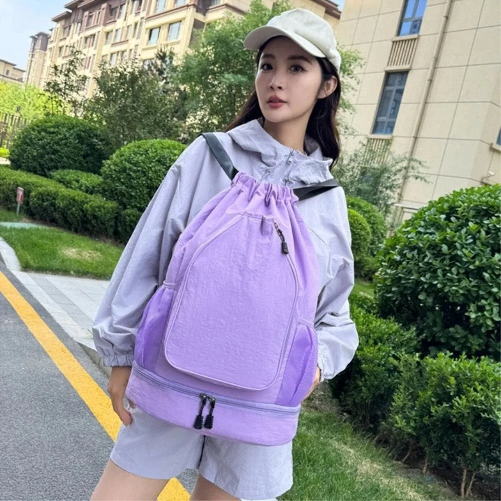 

2 Rackets Tennis Racket Backpack with Shoes Pocket Waterproof Gym Pack Casual Large Capacity Drawstring Fitness Bag