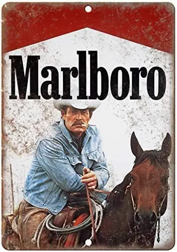 Retro Metal Sign - Man Cigarette Ad Cowboy Look Wall Decor 8x12inches