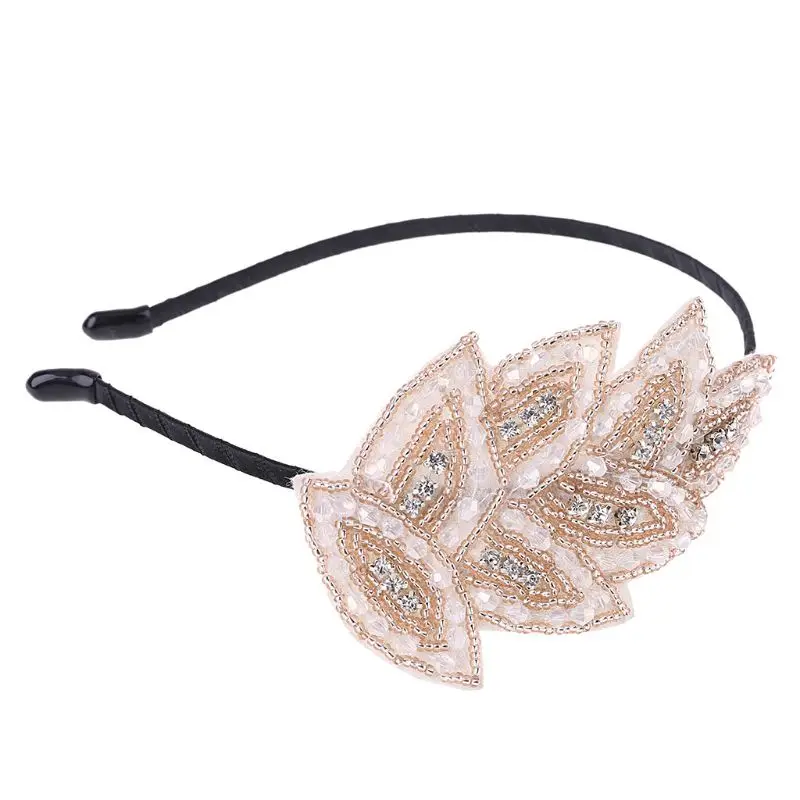 Ladies Girl Vintage 1920s Inspired Metal Alloy Headband Beaded Flapper Faux Crys