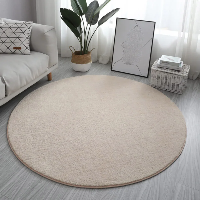 VIKAMA Round Solid-Color Minimalist Carpet, Living Room Hanging Basket Armchair Cushion, Bedroom Bedside Rug, Home Decoration