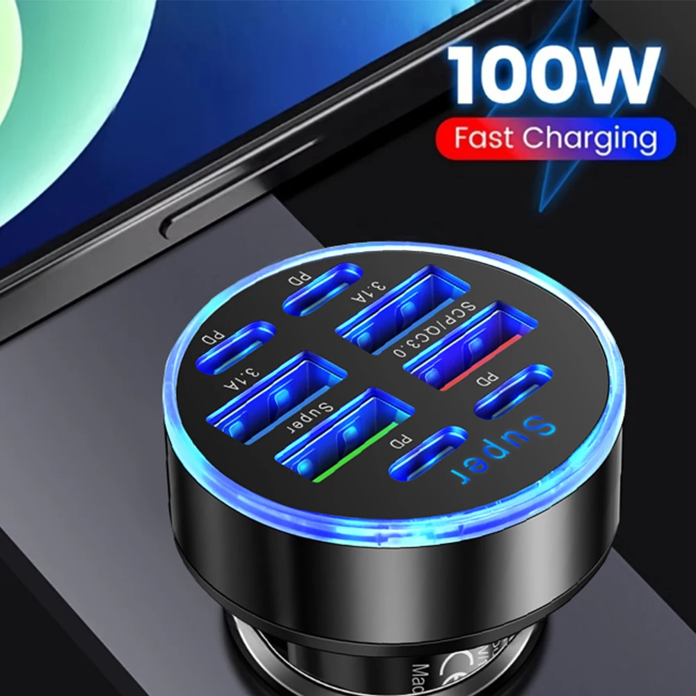 

Автомобильное зарядное устройство с 8 USB-портами, 100 Вт