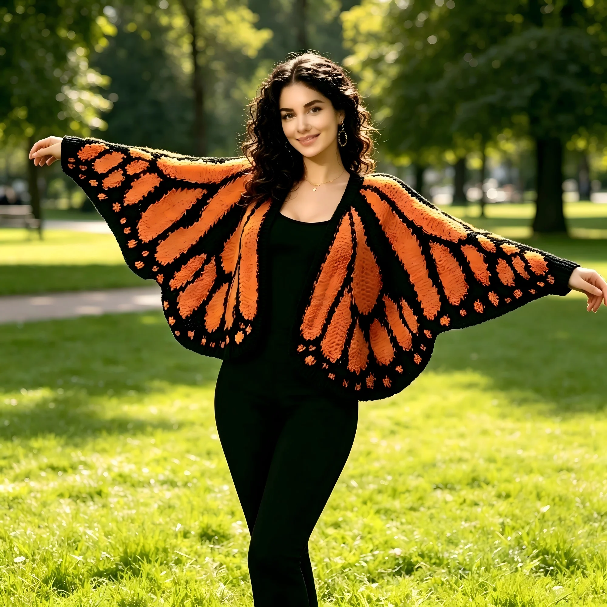Cárdigan de punto con elegante estampado de mariposas, capa tipo chal con dobladillo irregular, atuendo diario para mujer
