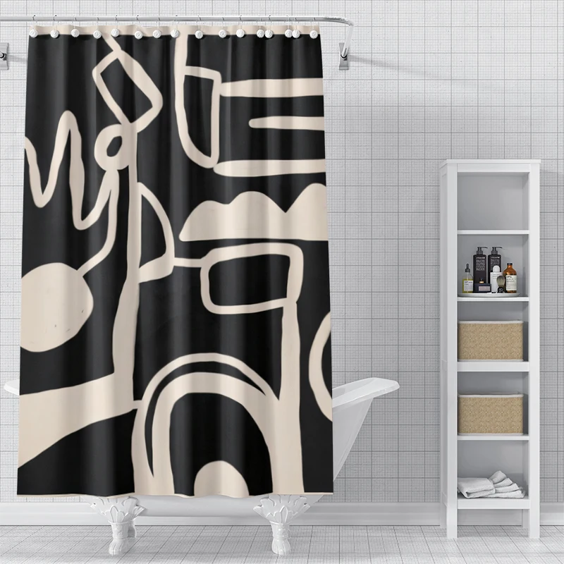 Home shower curtains for bathroom waterproof fabric Modern Nordic style bathroom Curtains shower curtain Abstract morandi plant