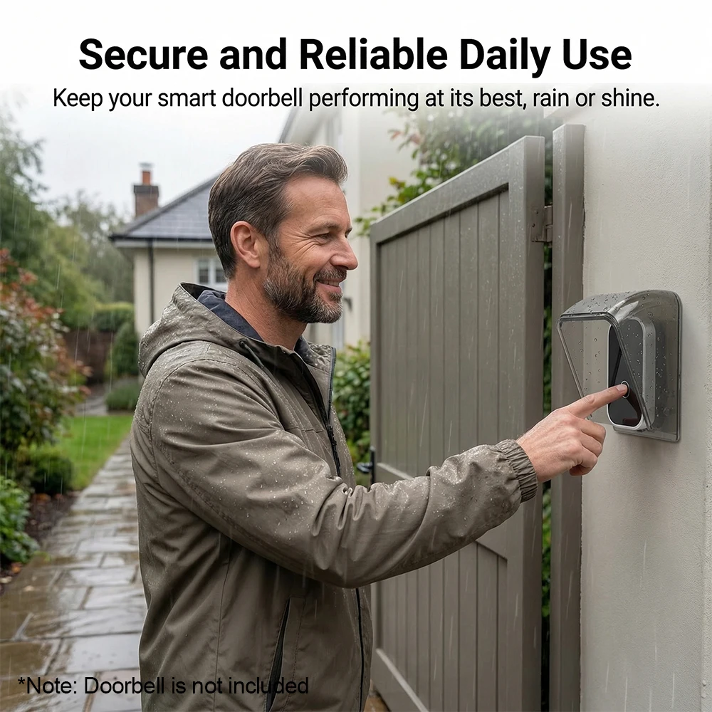 1pc Doorbell Rain Cover  Transparent Waterproof Box Door Bell Rainproof Shell Protector Rain Cover DIY Accessories