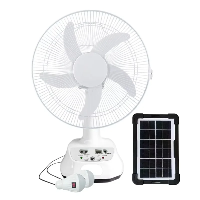 

AC Dc Rechargeable 14-inch Solar Rechargeable Power Desk Fan with Solar Panels and Home Office Fan Rechargeable Usb Port