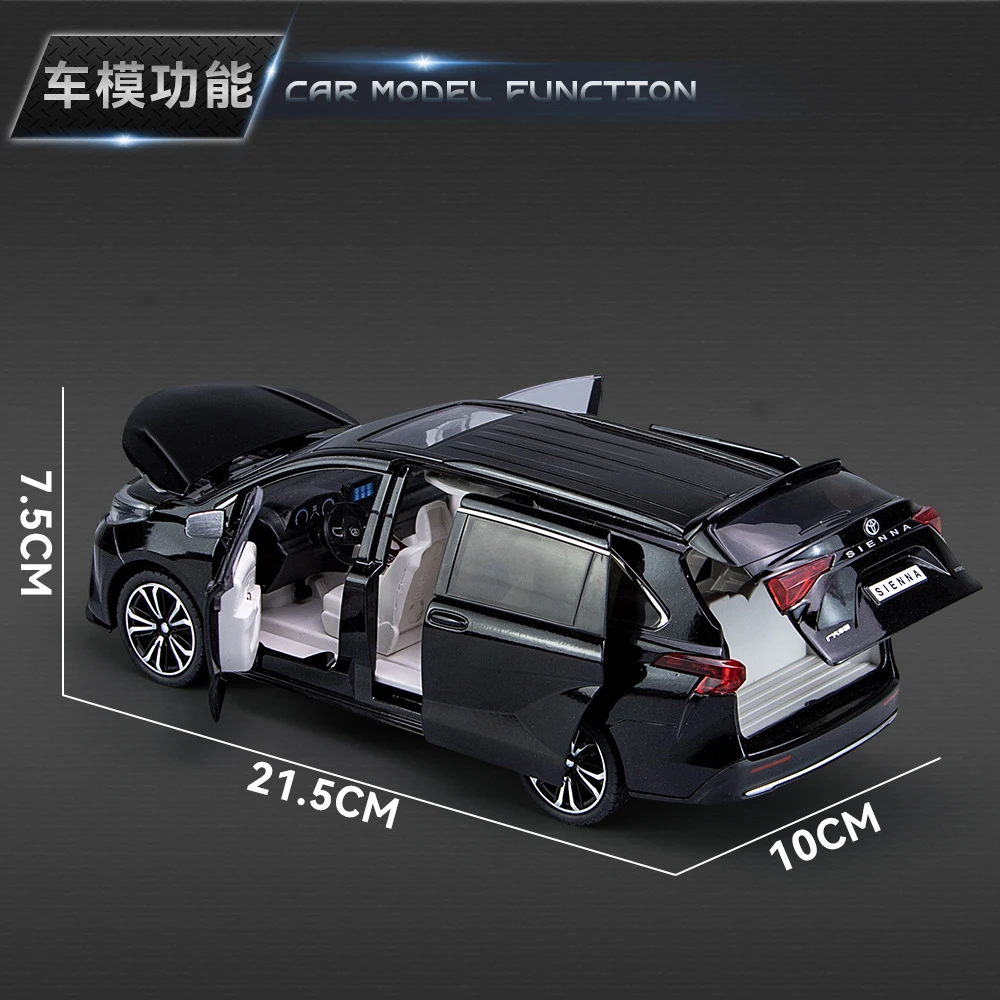 Novo 1:24 toyota sienna mpv liga modelo de carro som e luz puxar para trás brinquedo das crianças colecionáveis presente aniversário