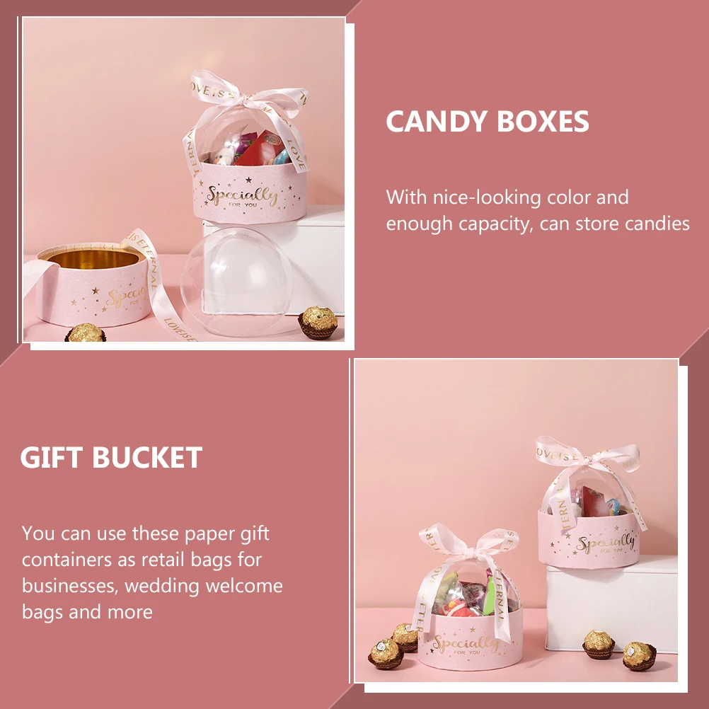 

2 Pcs Bucket Gift Candy Boxes Gift Packaging Box Buckets Reusable Candy Boxes Wedding Party Favor Containers Storage