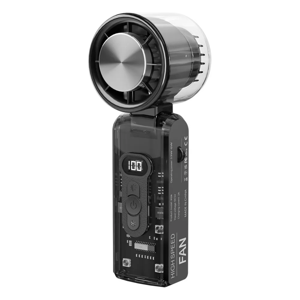 

Foldable Personal Cooling Fan Portable LED Display Electric Mini Turbo Fan USB Rechargeable 100 Speeds Folding Travel Fan