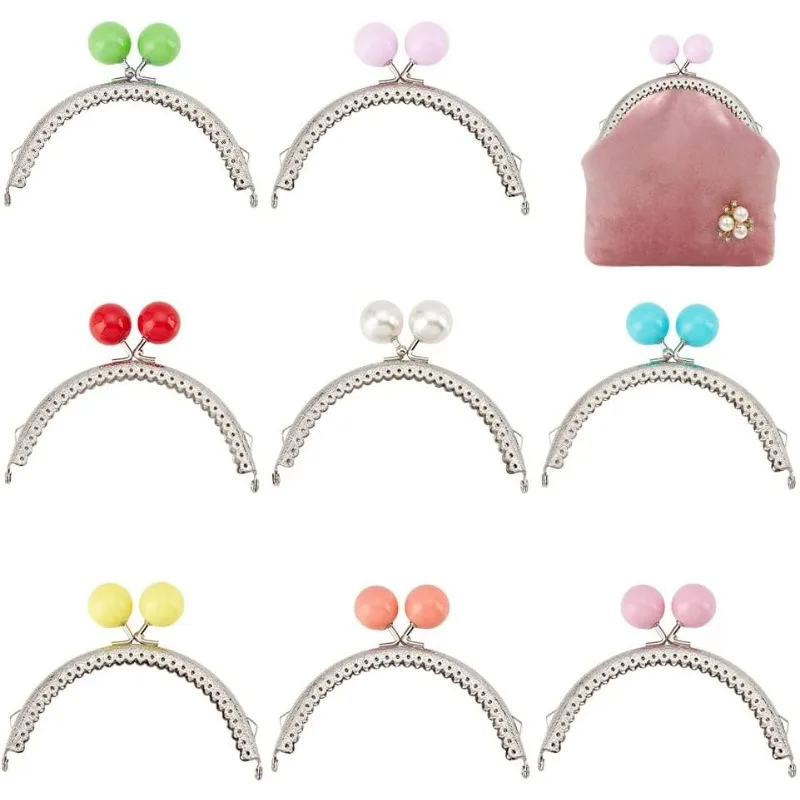 4.1 Inch Purse Frame Bag Kiss Clasp Lock 8 Color Metal Arch Frame Coin Purse Tow Ball Kiss Clasp Retro Clutch Frames Purse