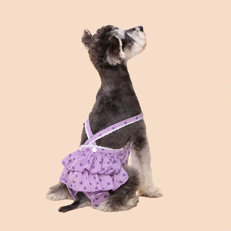 Dog Polka Dot Physiological Pants Lace Suspender Menstrual Briefs Anti-Harassment Pet Diaper Cover Female Dog Hygiene Wear
